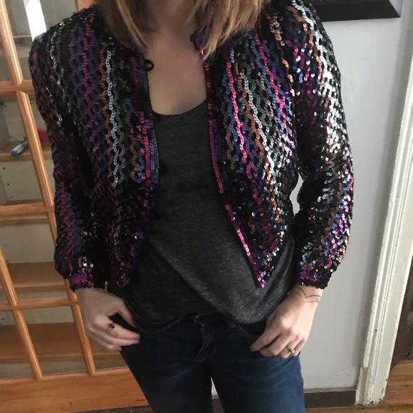 Vintage Sequined Cropped Jacket - M main image 1